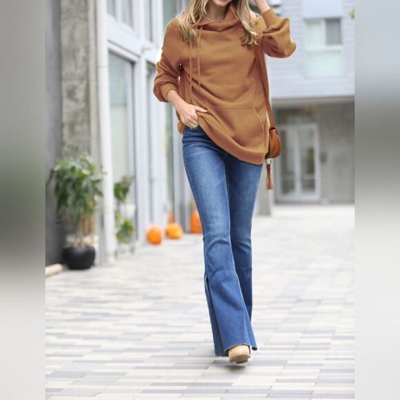 NEW! FABULOUS SUPER CHIC SIDE TIE HOODED LONGLINE SWEATSHIRT DRESS - Picture 3 of 8